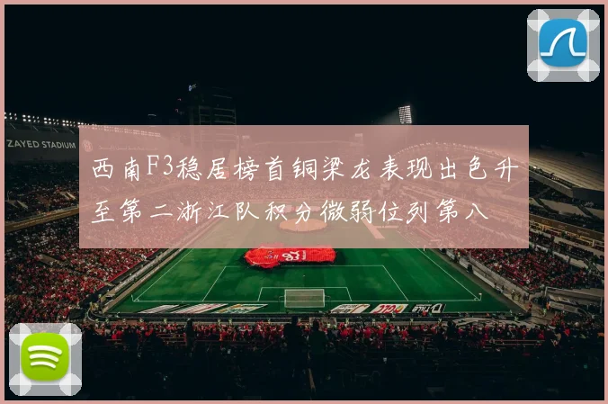西南F3稳居榜首铜梁龙表现出色升至第二浙江队积分微弱位列第八
